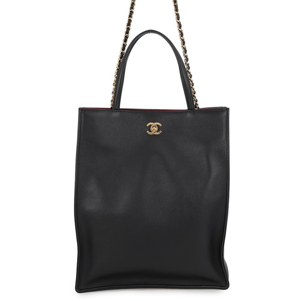 Chanel Tote Bag Small Handbag Coco Mark AS6452 CHANEL Black Women's